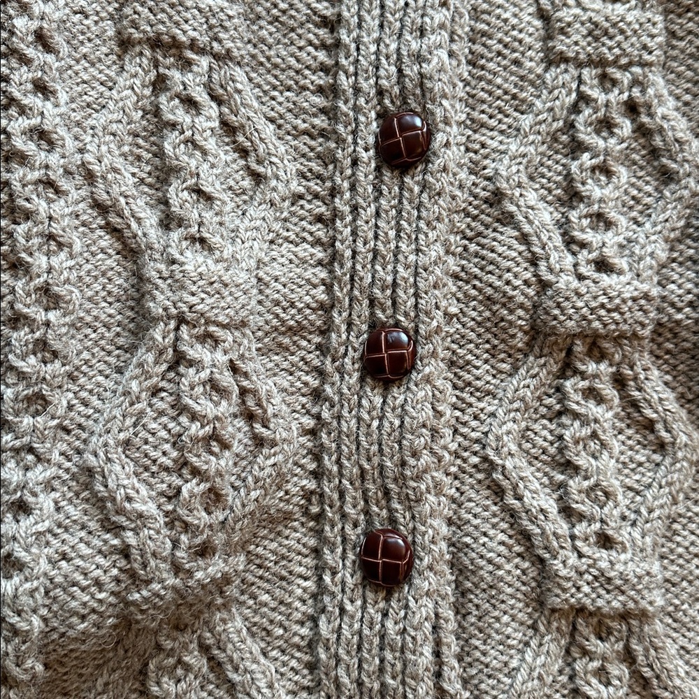 NWT VTG Handknit Irish Erin Knitwear WOOL fisherman cable knit cardigan - Picture 4 of 5